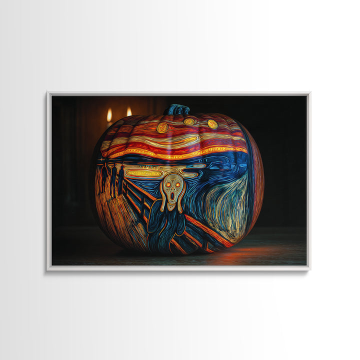 Pumpkins And Moon Phases, Expressionist Gothic Art, Landscape Wall Art, Dark Halloween Decor, Canvas Print, Halloween Wall Art