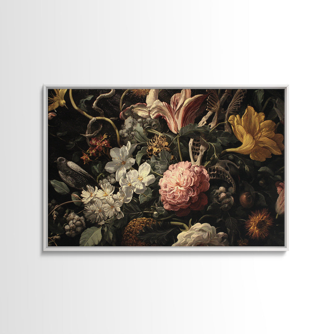 Skeletal Botanicals, Visionary Gothic Art, Landscape Wall Art, Macabre Wall Art, Framed Canvas Print, Halloween Wall Art