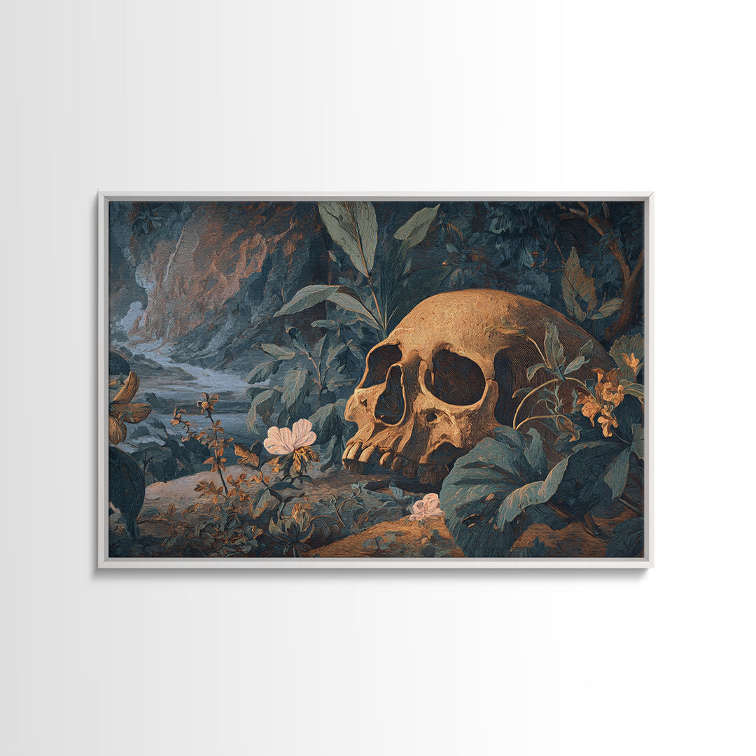 Skeletal Botanicals, Romantic Gothic Landscape, Landscape Wall Art, Gothic Horror Wall Art, Framed Canvas Print, Dark Fantasy Art