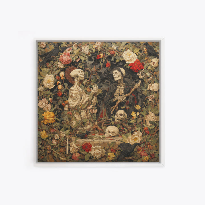 Skeletal Botanicals, Dark Symbolist Art, Square Wall Art, Macabre Wall Art, Canvas Print, Halloween Wall Art, Statement Wall Art