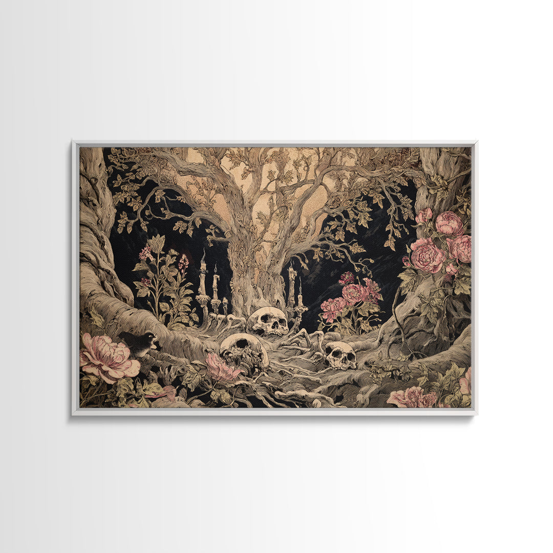 Skeletal Botanicals, Expressionist Nightmare Art, Landscape Wall Art, Macabre Wall Art, Canvas Print, Halloween Wall Art, Gothic Home Decor