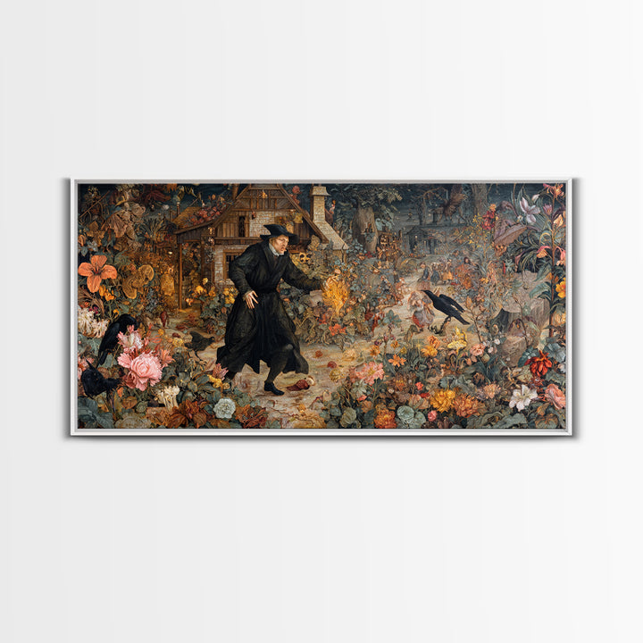 The Poison Garden, Northern Renaissance Horror, Wide Panoramic Art, Dark Fantasy Wall Art, Canvas Print, Halloween Wall Art