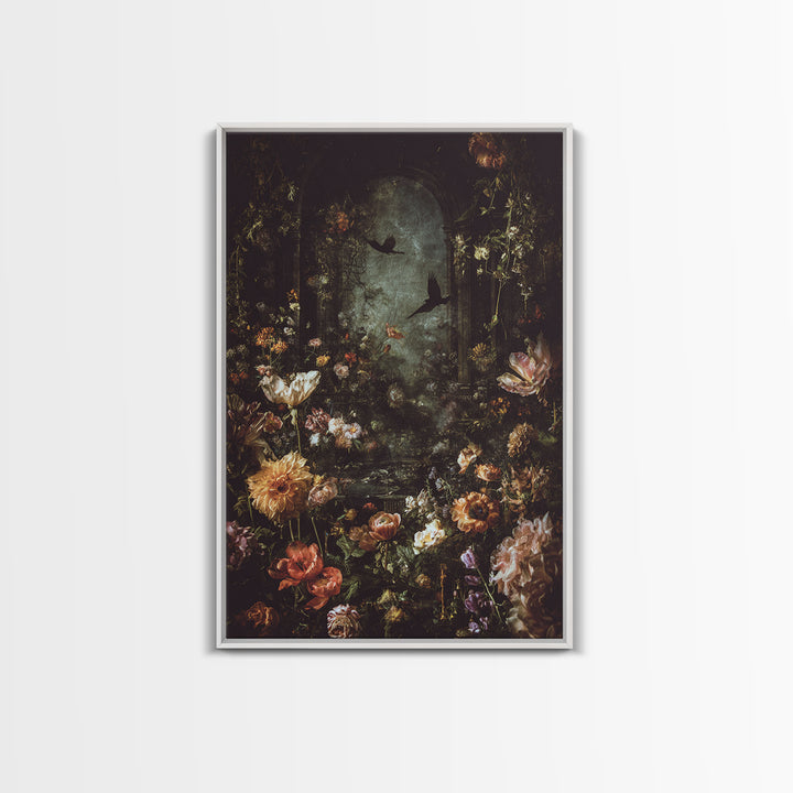 The Poison Garden, Dark Romantic Horror Art, Vertical Wall Art, Gothic Horror Wall Art, Framed Canvas Print, Halloween Wall Art