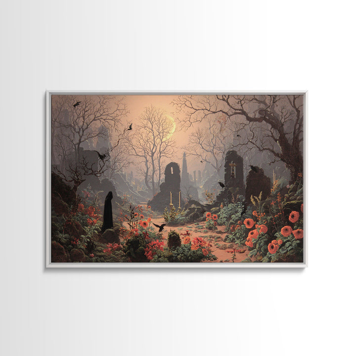 The Poison Garden, Romantic Gothic Landscape, Landscape Wall Art, Macabre Wall Art, Framed Canvas Print, Halloween Wall Art