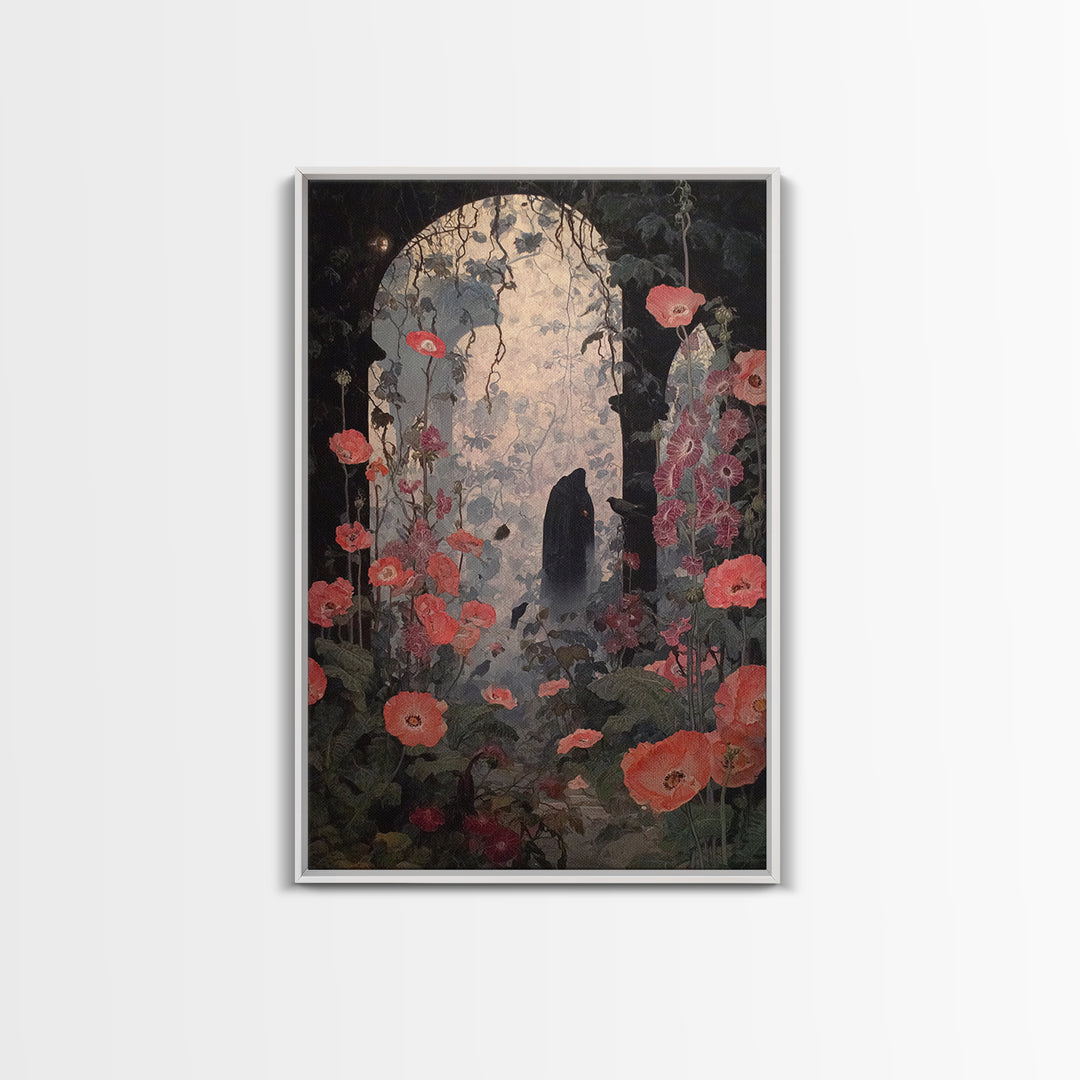 The Poison Garden, Symbolist Dream Art, Vertical Wall Art, Gothic Horror Wall Art, Framed Canvas Print, Halloween Wall Art