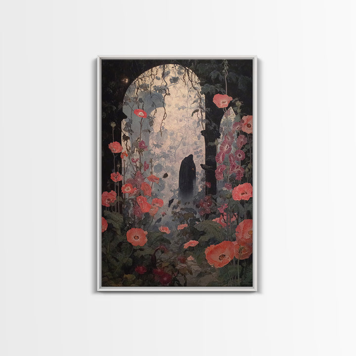 The Poison Garden, Symbolist Dream Art, Vertical Wall Art, Gothic Horror Wall Art, Framed Canvas Print, Halloween Wall Art