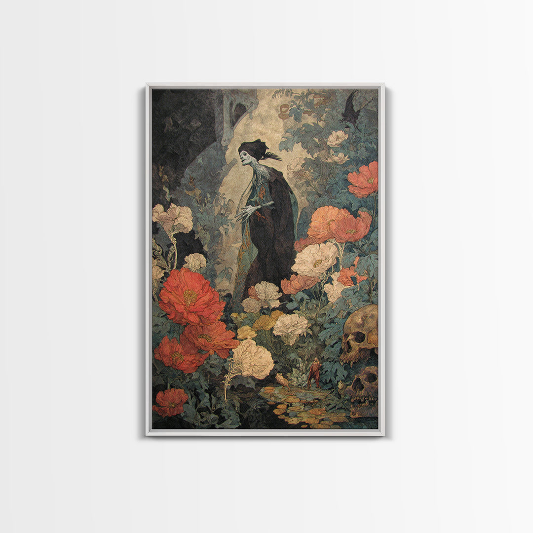 The Poison Garden, Decadent Gothic Art, Vertical Wall Art, Dark Fantasy Wall Art, Canvas Print, Halloween Wall Art, Gothic Home Decor