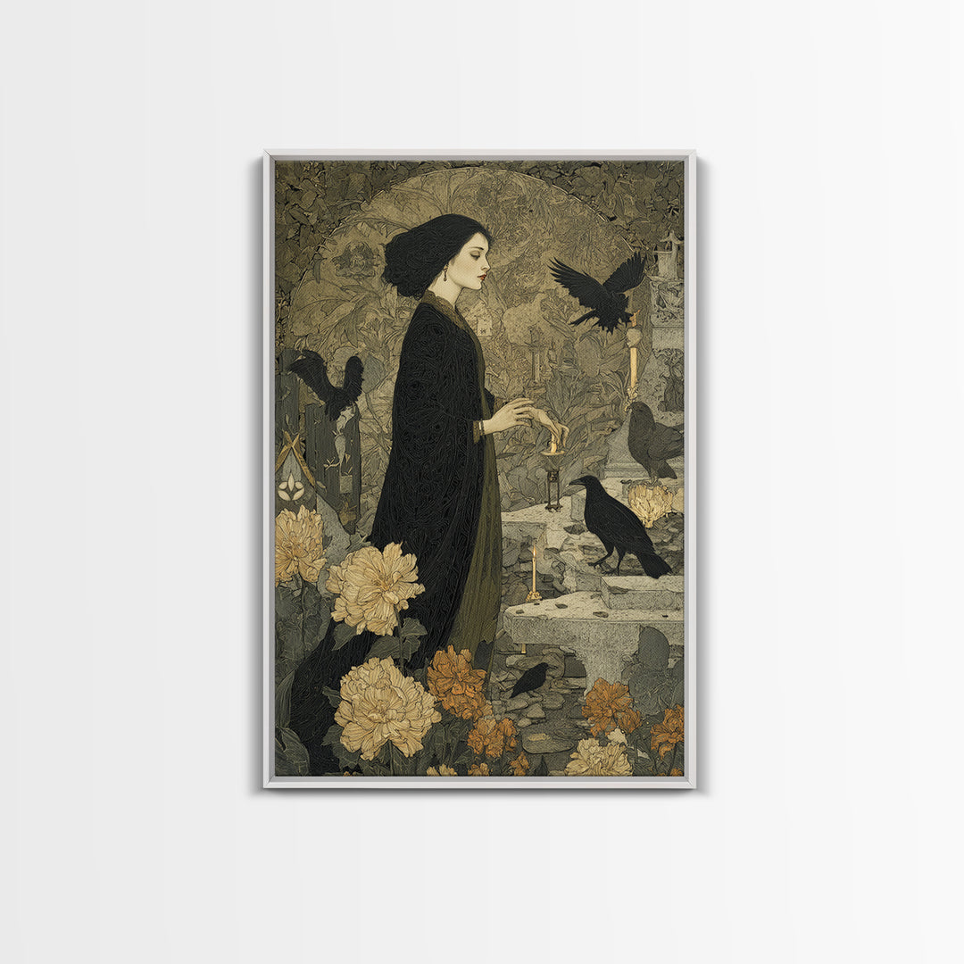 The Poison Garden, Symbolist Death Art, Vertical Wall Art, Gothic Horror Wall Art, Canvas Print, Halloween Wall Art