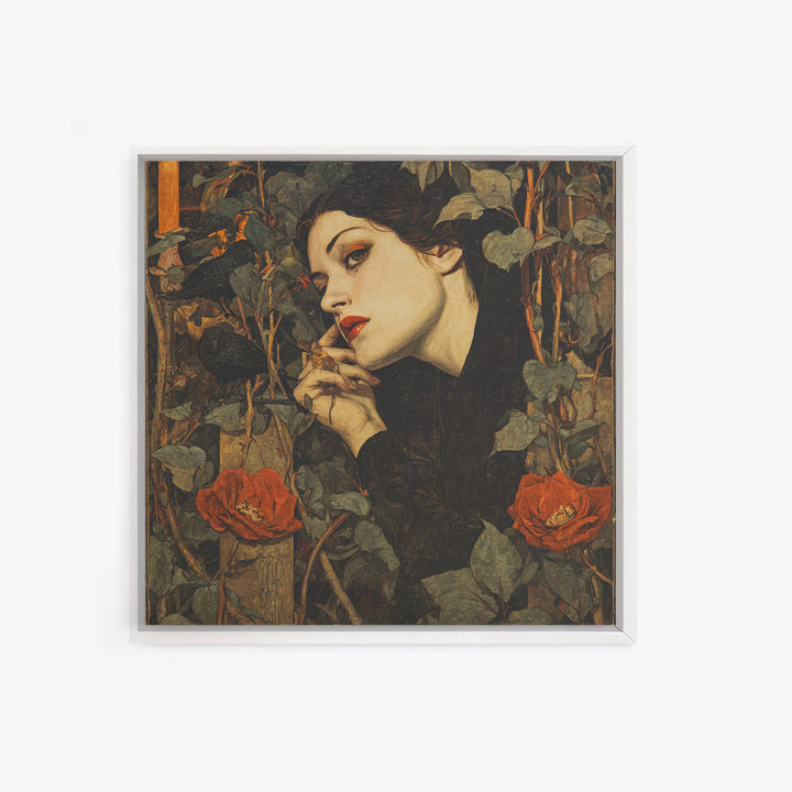 The Poison Garden, Dark Symbolist Art, Square Wall Art, Dark Halloween Decor, Canvas Print, Halloween Wall Art, Gothic Home Decor