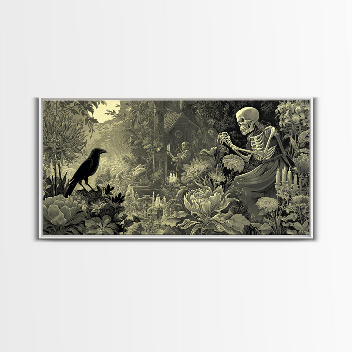 The Poison Garden, Macabre Folk Print Art, Wide Panoramic Art, Macabre Wall Art, Canvas Print, Halloween Wall Art