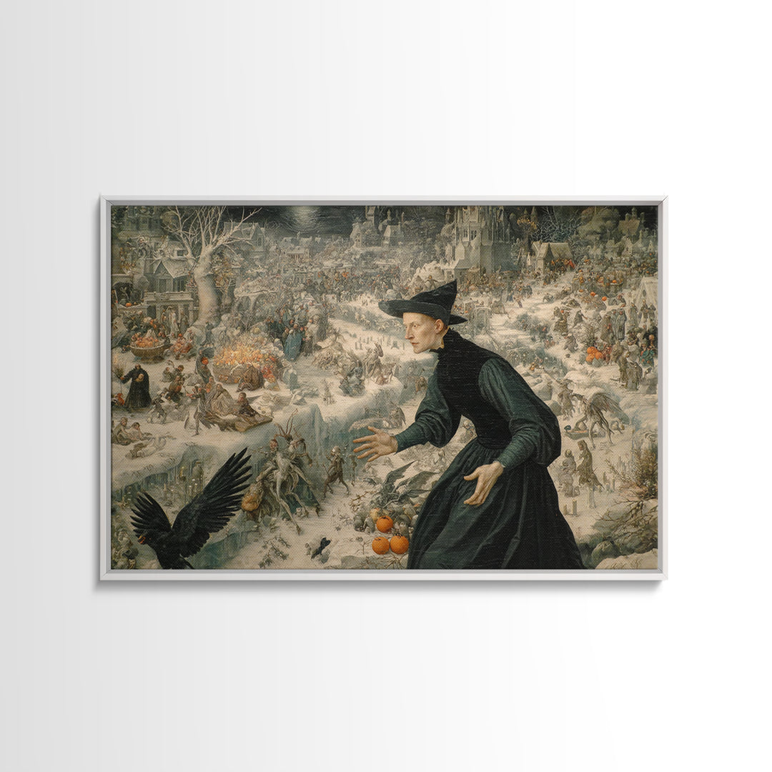 Frozen Halloween, Medieval Grotesque Art, Landscape Wall Art, Gothic Horror Wall Art, Framed Canvas Print, Halloween Wall Art