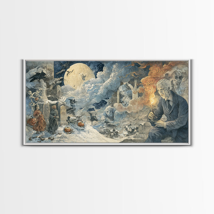 Frozen Halloween, Visionary Gothic Art, Wide Panoramic Art, Dark Fantasy Wall Art, Canvas Print, Halloween Wall Art, Dark Fantasy Art