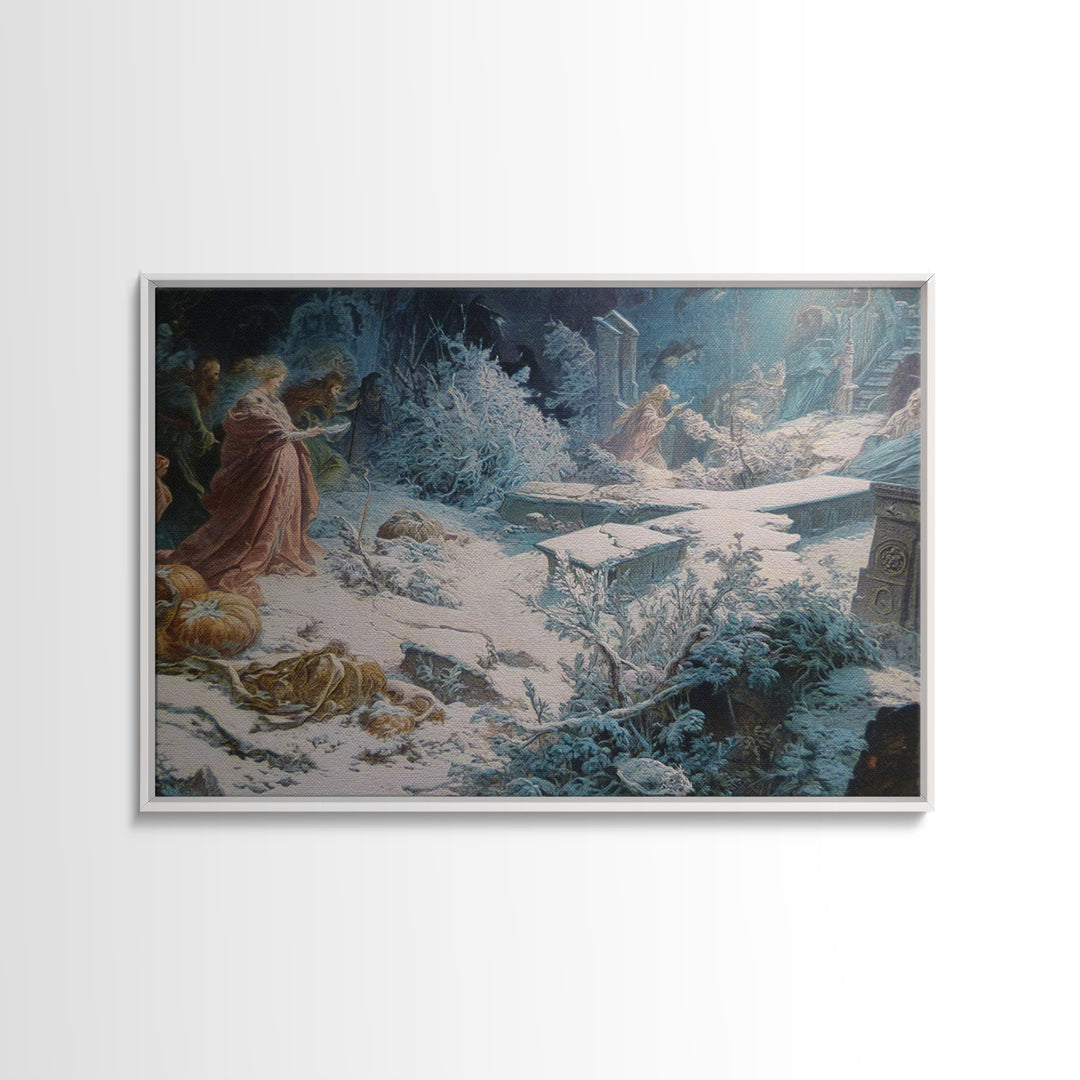 Frozen Halloween, Ornate Symbolist Art, Landscape Wall Art, Macabre Wall Art, Canvas Print, Halloween Wall Art, Halloween Decor
