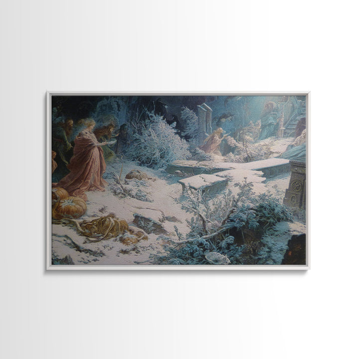 Frozen Halloween, Ornate Symbolist Art, Landscape Wall Art, Macabre Wall Art, Canvas Print, Halloween Wall Art, Halloween Decor