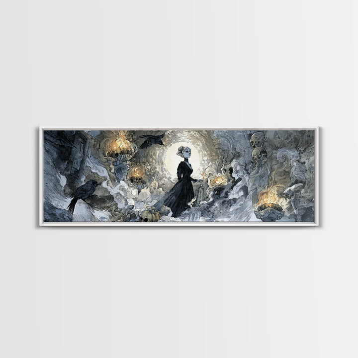 Frozen Halloween, Decadent Gothic Art, Extra Wide Wall Art, Macabre Wall Art, Framed Canvas Print, Halloween Wall Art