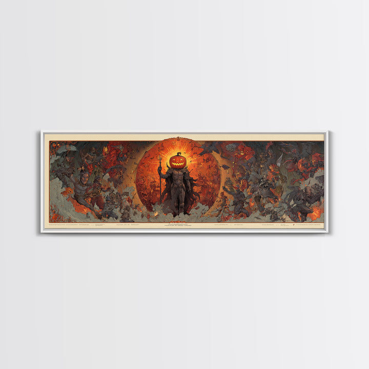 The Pumpkin Paladin, Visionary Gothic Art, Extra Wide Wall Art, Gothic Horror Wall Art, Canvas Print, Halloween Wall Art