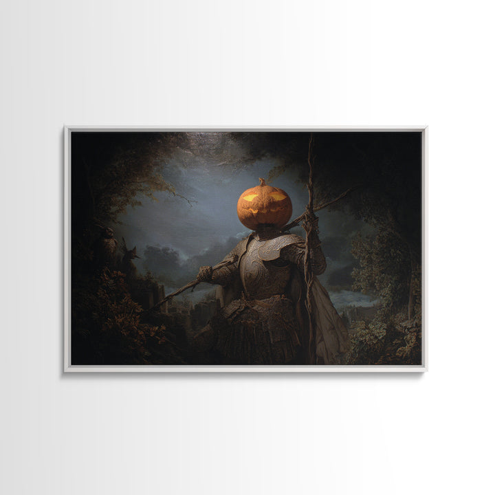 The Pumpkin Paladin, Romantic Gothic Landscape, Landscape Wall Art, Dark Fantasy Wall Art, Canvas Print, Halloween Wall Art