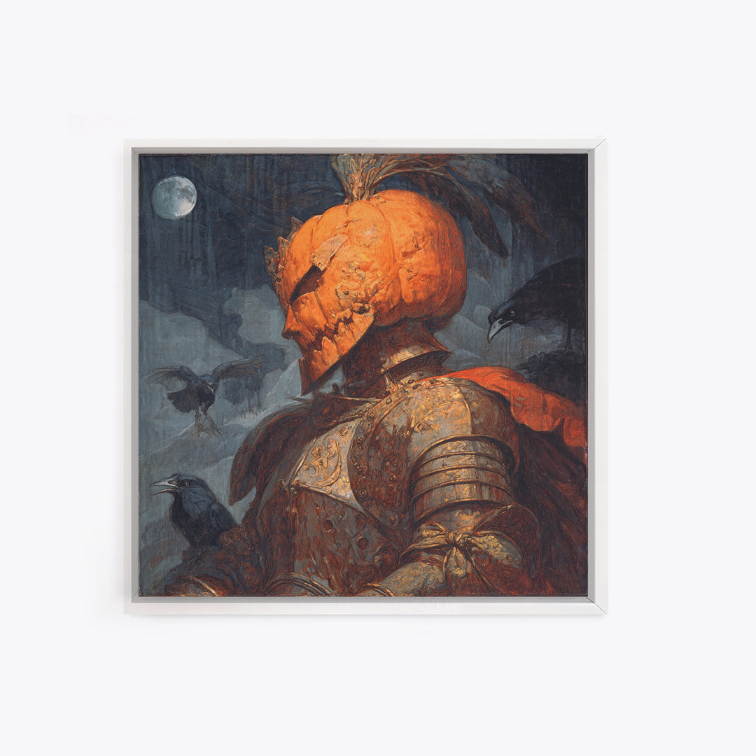 The Pumpkin Paladin, Decadent Gothic Art, Square Wall Art, Gothic Horror Wall Art, Framed Canvas Print, Halloween Wall Art