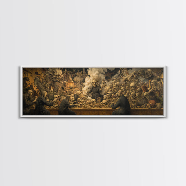 The Necromancer Queen, Medieval Grotesque Art, Extra Wide Wall Art, Gothic Horror Wall Art, Canvas Print, Halloween Wall Art