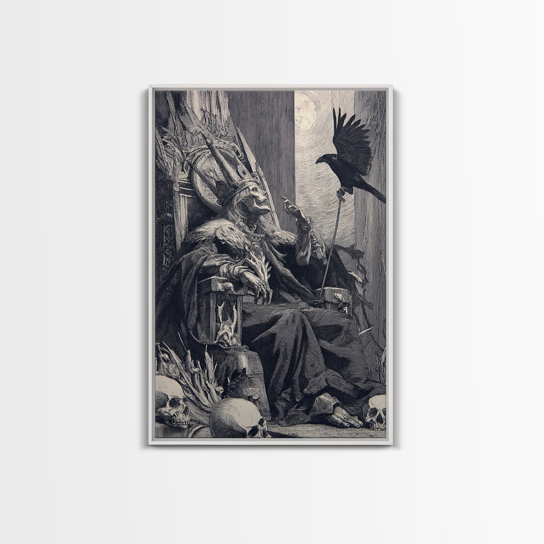 The Necromancer Queen, Renaissance Engraving Art, Vertical Wall Art, Macabre Wall Art, Canvas Print, Halloween Wall Art, Horror Wall Art