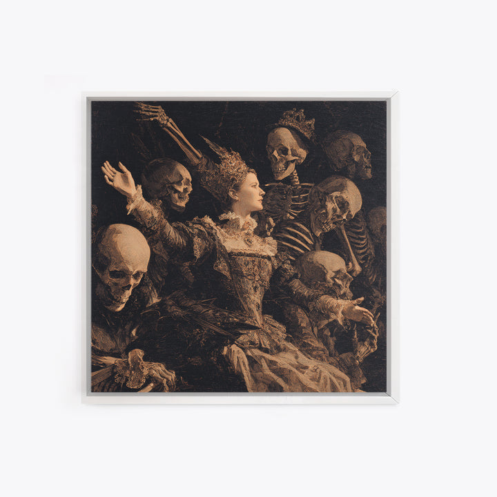 The Necromancer Queen, Danse Macabre Art, Square Wall Art, Macabre Wall Art, Canvas Print, Halloween Wall Art