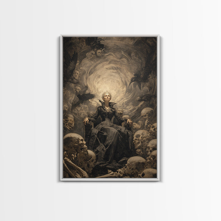 The Necromancer Queen, Gothic Nightmare Art, Vertical Wall Art, Dark Halloween Decor, Canvas Print, Halloween Wall Art