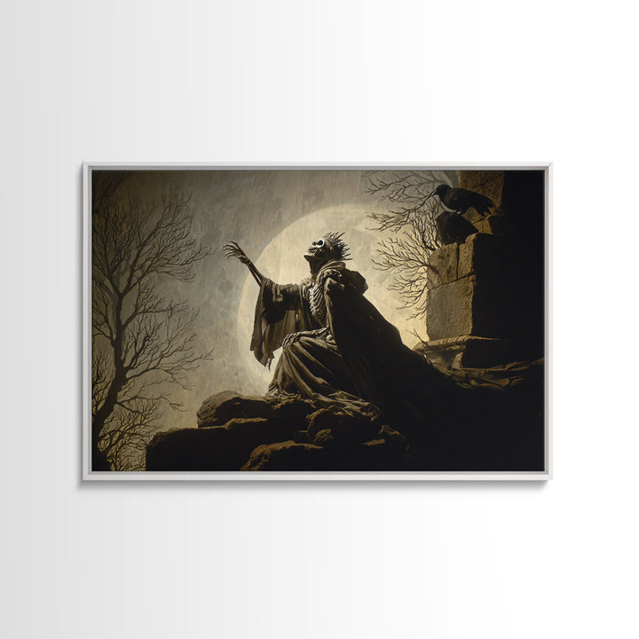 The Necromancer Queen, Romantic Gothic Landscape, Landscape Wall Art, Dark Halloween Decor, Canvas Print, Halloween Wall Art