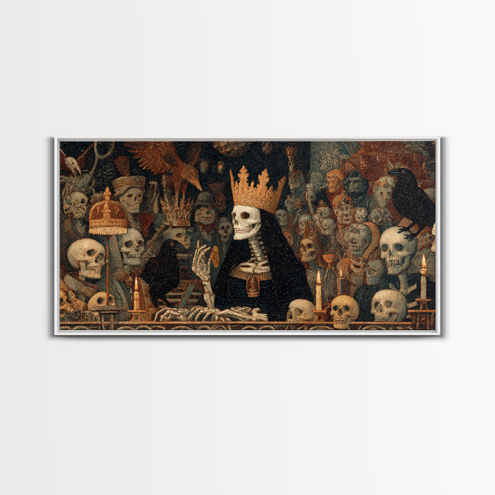 The Necromancer Queen, Grotesque Carnival Art, Wide Panoramic Art, Macabre Wall Art, Canvas Print, Halloween Wall Art, Seasonal Home Decor