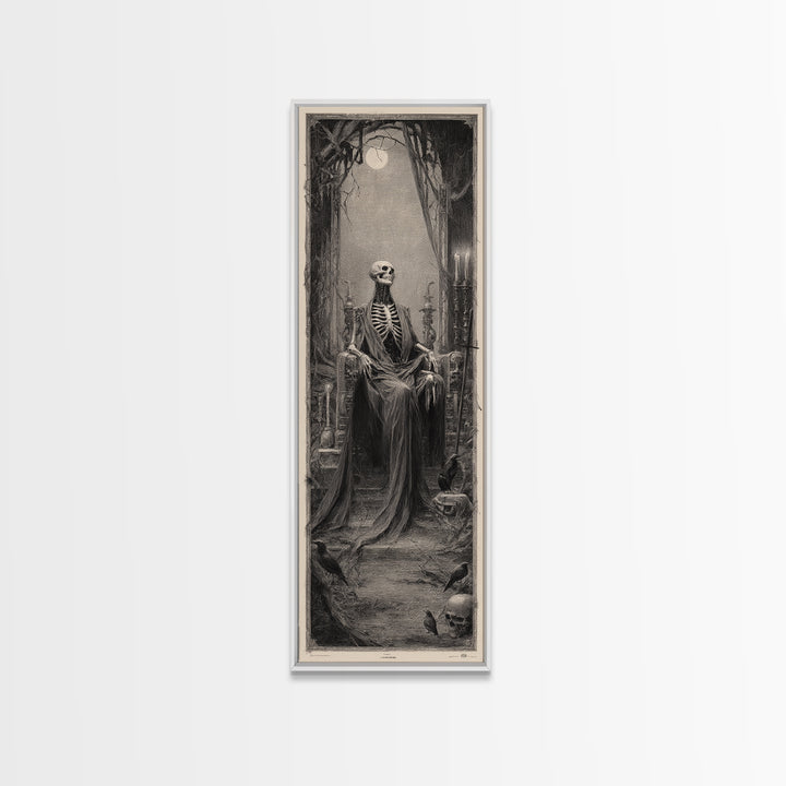 The Necromancer Queen, Surreal Apocalyptic Art, Tall Narrow Wall Art, Macabre Wall Art, Framed Canvas Print, Halloween Wall Art