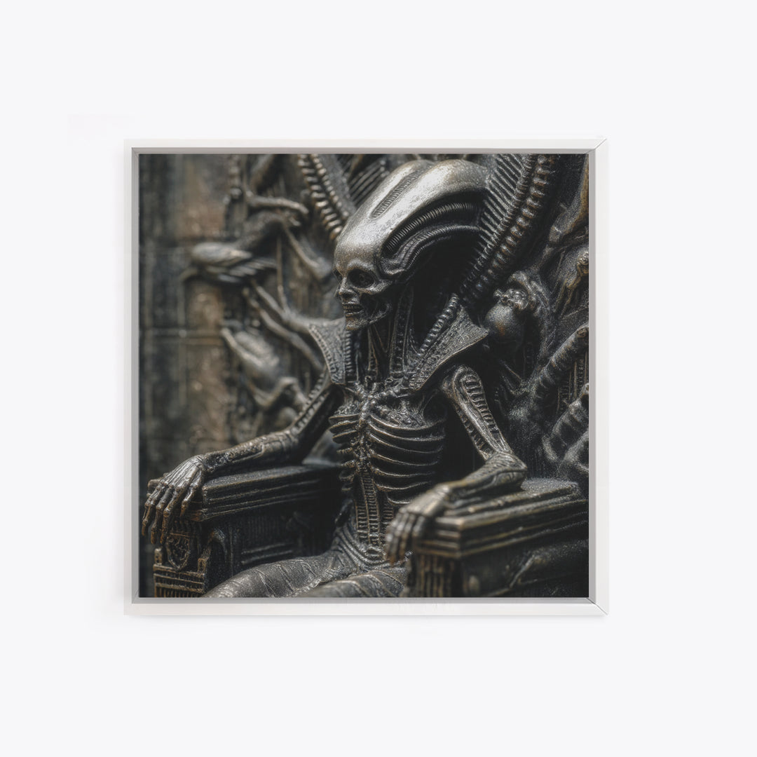 The Necromancer Queen, Biomechanical Horror Art, Square Wall Art, Dark Halloween Decor, Canvas Print, Halloween Wall Art, Spooky Wall Decor