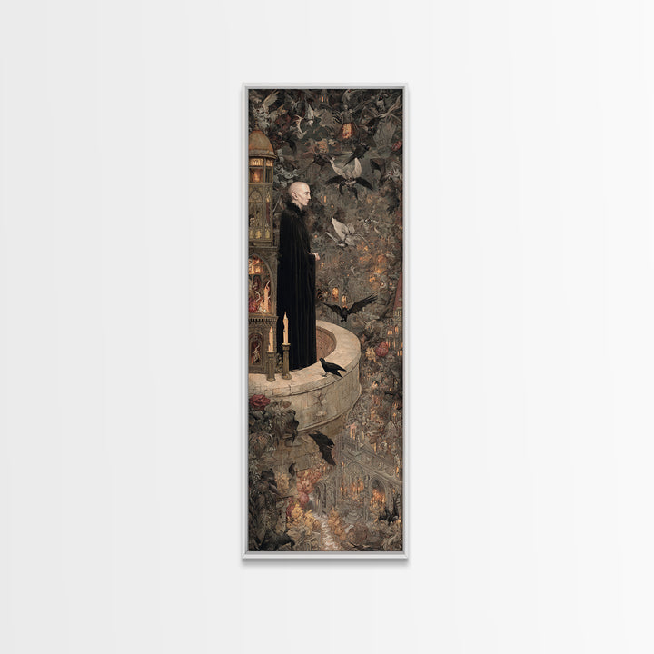 The Bat Prince, Medieval Grotesque Art, Tall Narrow Wall Art, Dark Fantasy Wall Art, Canvas Print, Halloween Wall Art