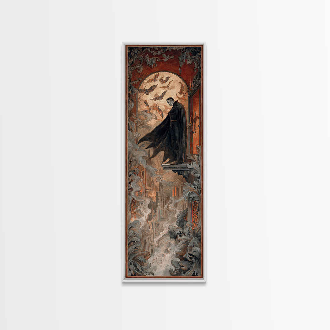The Bat Prince, Visionary Gothic Art, Tall Narrow Wall Art, Gothic Horror Wall Art, Framed Canvas Print, Halloween Wall Art