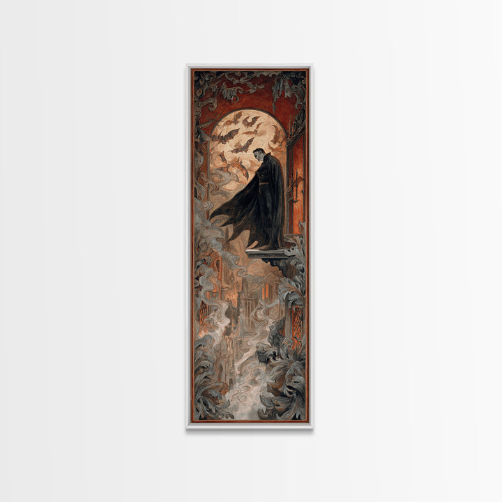 The Bat Prince, Visionary Gothic Art, Tall Narrow Wall Art, Gothic Horror Wall Art, Framed Canvas Print, Halloween Wall Art