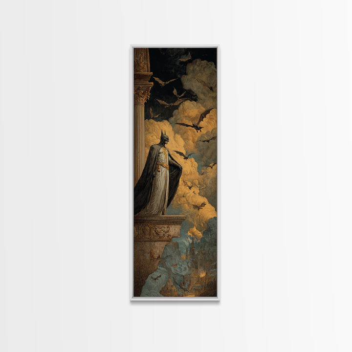 The Bat Prince, Apocalyptic Romantic Art, Tall Narrow Wall Art, Dark Fantasy Wall Art, Canvas Print, Halloween Wall Art, Dark Fantasy Art