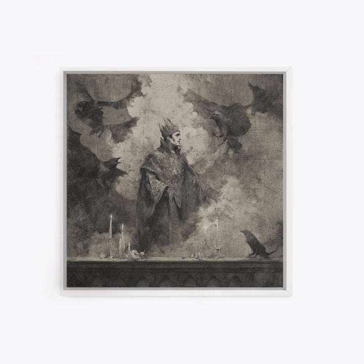 The Bat Prince, Symbolist Dream Art, Square Wall Art, Macabre Wall Art, Canvas Print, Halloween Wall Art, Dark Fantasy Art