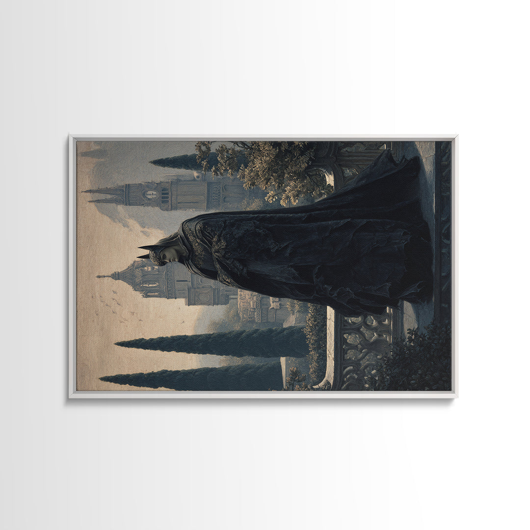 The Bat Prince, Symbolist Gothic Landscape, Landscape Wall Art, Dark Halloween Decor, Framed Canvas Print, Halloween Wall Art