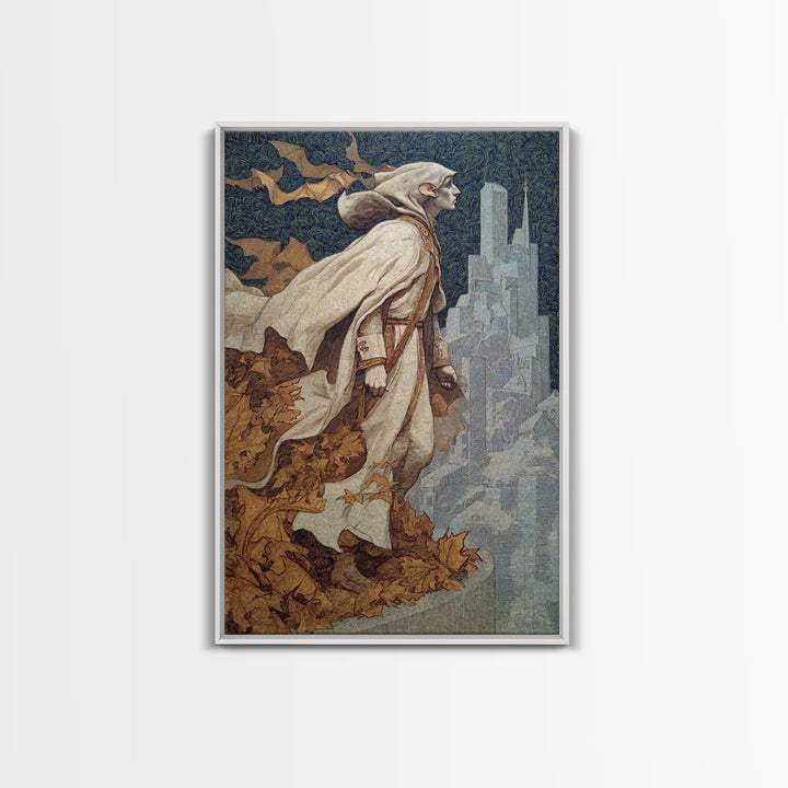 The Bat Prince, Symbolist Death Art, Vertical Wall Art, Gothic Horror Wall Art, Framed Canvas Print, Halloween Wall Art