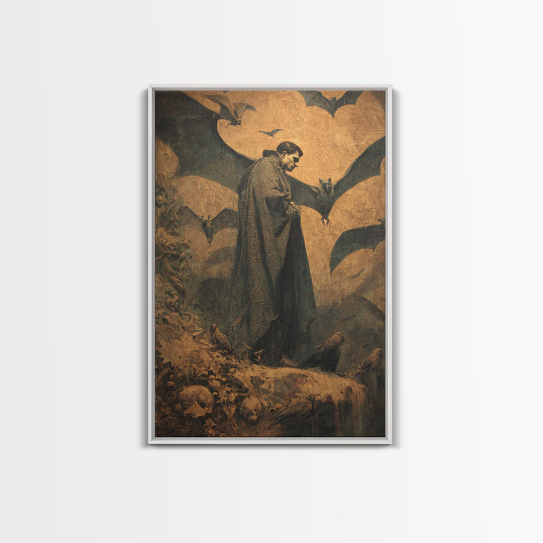 The Bat Prince, Dark Symbolist Art, Vertical Wall Art, Dark Halloween Decor, Canvas Print, Halloween Wall Art, Statement Wall Art