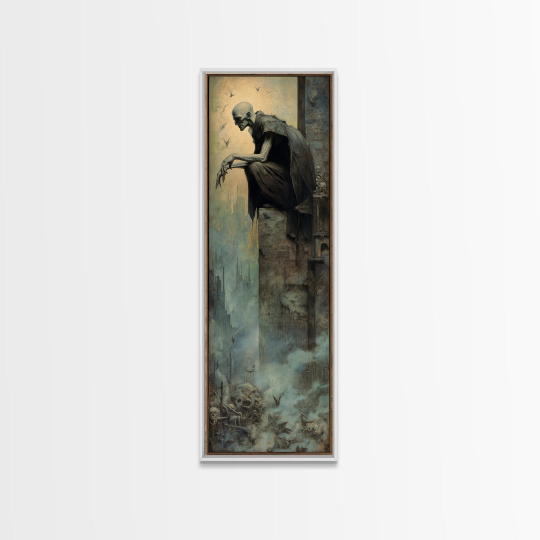 The Bat Prince, Surreal Apocalyptic Art, Tall Narrow Wall Art, Dark Fantasy Wall Art, Framed Canvas Print, Halloween Wall Art