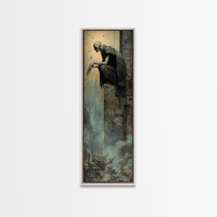 The Bat Prince, Surreal Apocalyptic Art, Tall Narrow Wall Art, Dark Fantasy Wall Art, Framed Canvas Print, Halloween Wall Art
