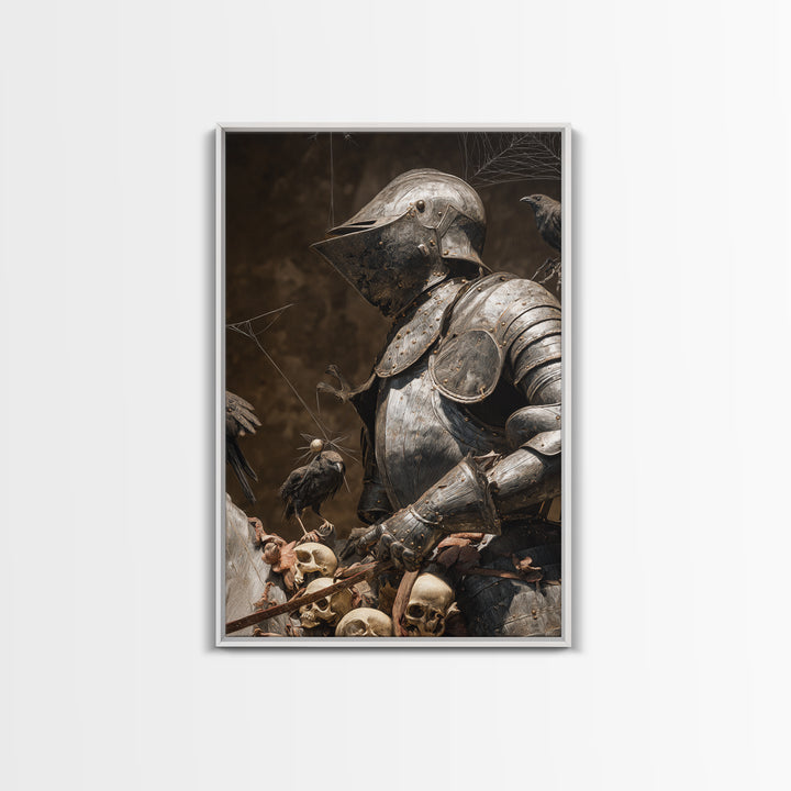 The Spider Knight, Danse Macabre Art, Vertical Wall Art, Macabre Wall Art, Canvas Print, Halloween Wall Art