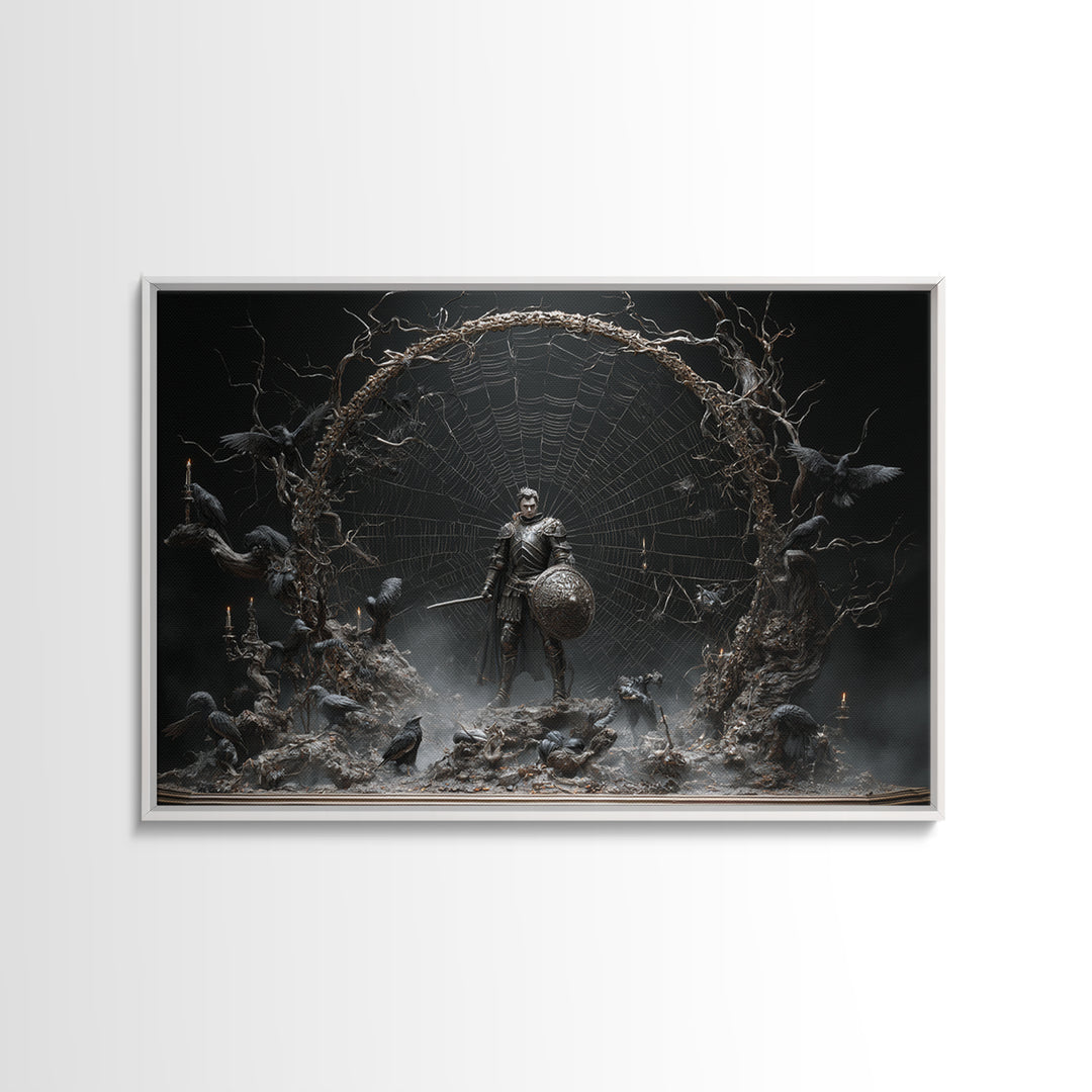 The Spider Knight, Baroque Witchcraft Art, Landscape Wall Art, Dark Halloween Decor, Canvas Print, Halloween Wall Art, Macabre Wall Art