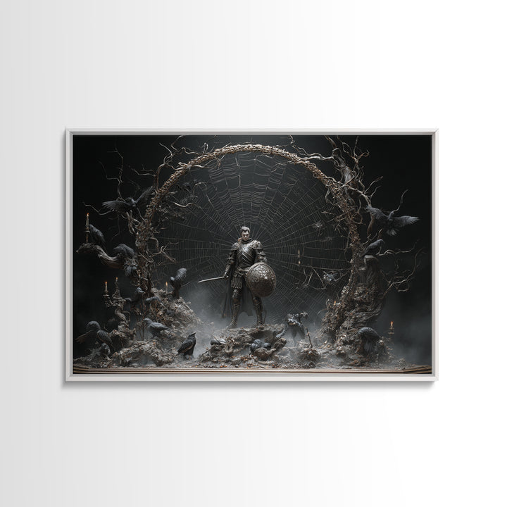 The Spider Knight, Baroque Witchcraft Art, Landscape Wall Art, Dark Halloween Decor, Canvas Print, Halloween Wall Art, Macabre Wall Art