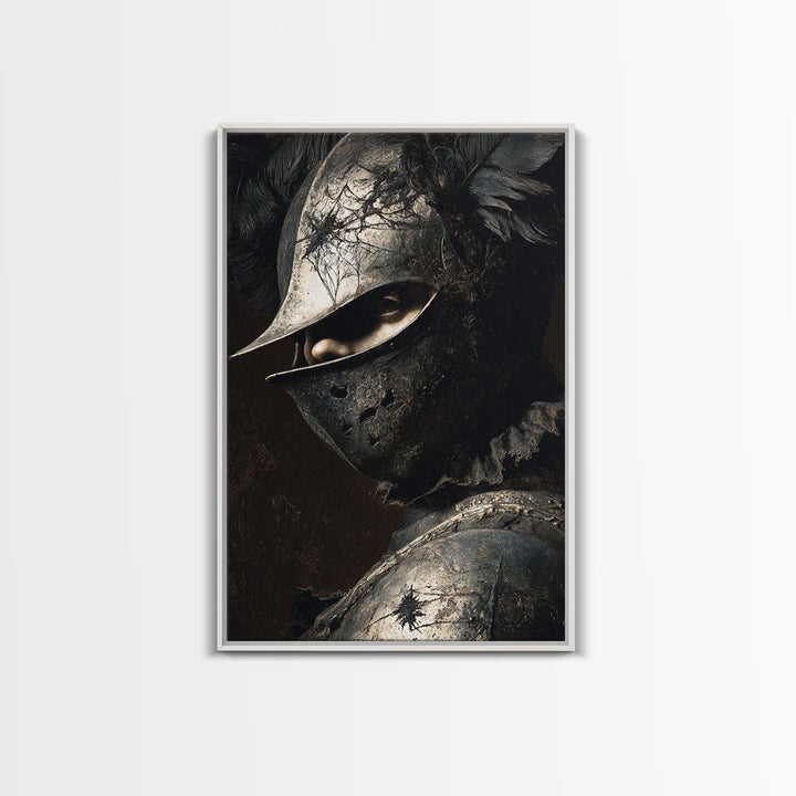 The Spider Knight, Dark Romantic Horror Art, Vertical Wall Art, Macabre Wall Art, Framed Canvas Print, Halloween Wall Art