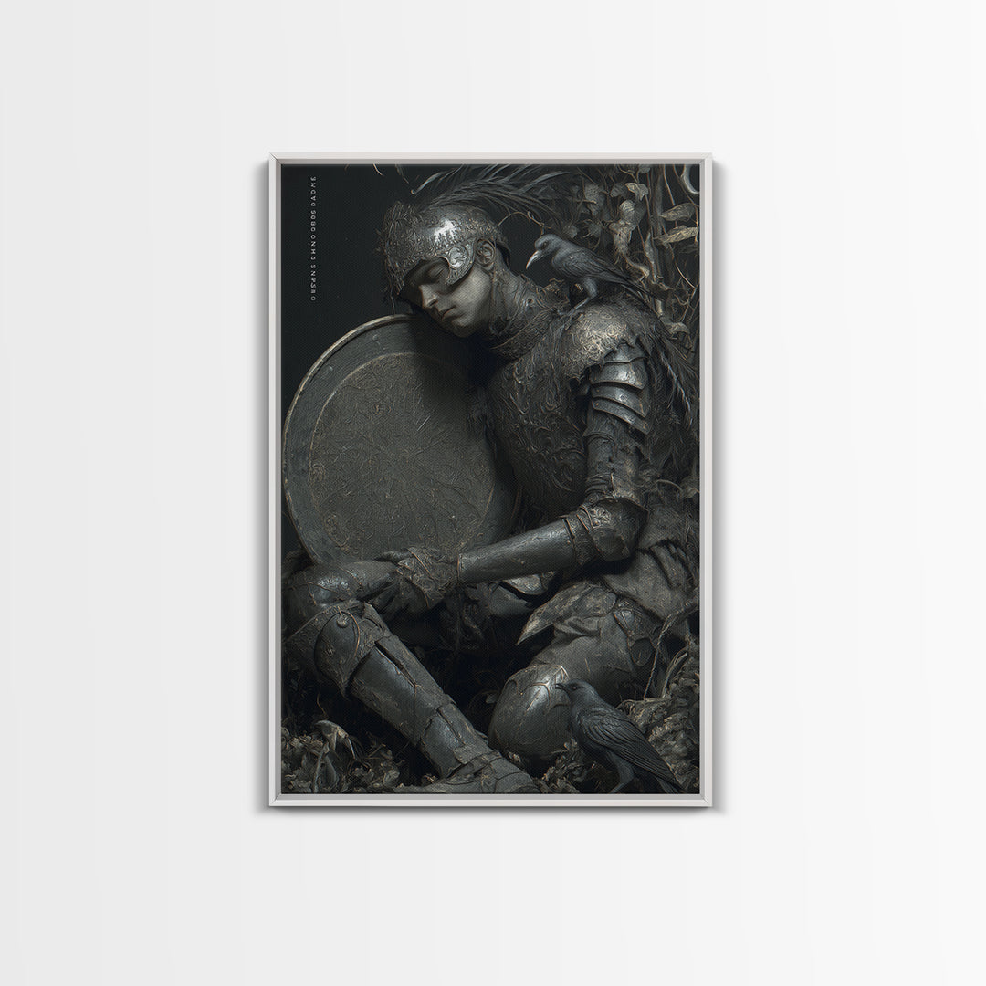 The Spider Knight, Gothic Nightmare Art, Vertical Wall Art, Macabre Wall Art, Framed Canvas Print, Halloween Wall Art