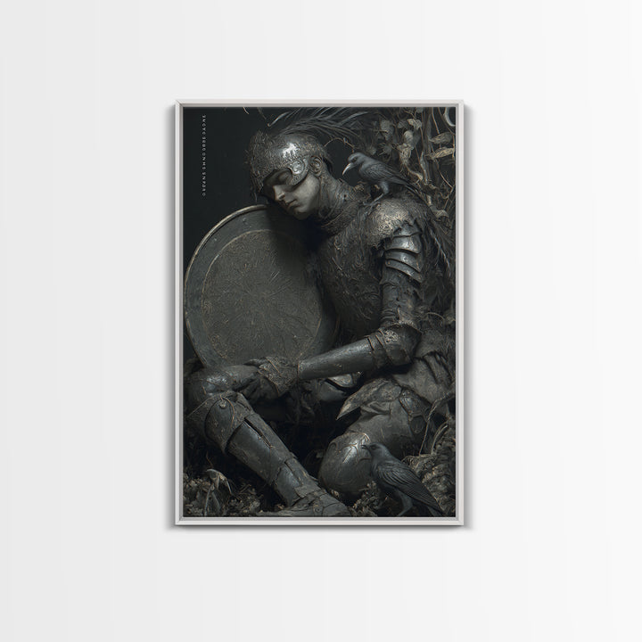 The Spider Knight, Gothic Nightmare Art, Vertical Wall Art, Macabre Wall Art, Framed Canvas Print, Halloween Wall Art