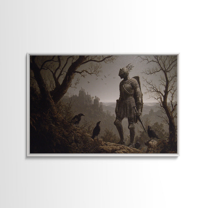 The Spider Knight, Romantic Gothic Landscape, Landscape Wall Art, Dark Halloween Decor, Canvas Print, Halloween Wall Art