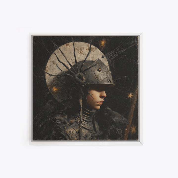 The Spider Knight, Symbolist Dream Art, Square Wall Art, Dark Fantasy Wall Art, Canvas Print, Halloween Wall Art, Halloween Decor