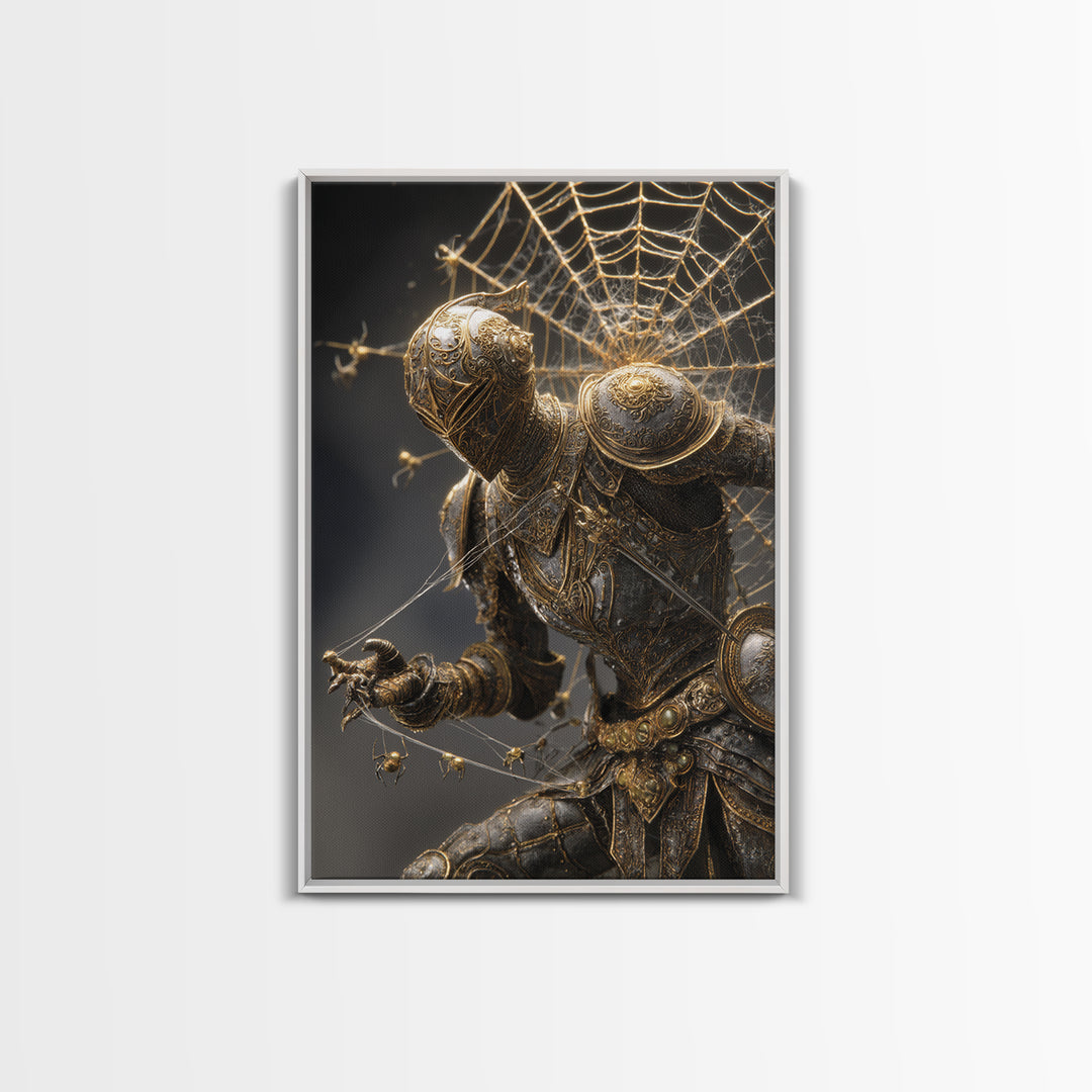 The Spider Knight, Ornate Symbolist Art, Vertical Wall Art, Macabre Wall Art, Canvas Print, Halloween Wall Art, Halloween Decor