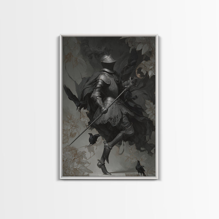 The Spider Knight, Decadent Gothic Art, Vertical Wall Art, Dark Fantasy Wall Art, Framed Canvas Print, Halloween Wall Art